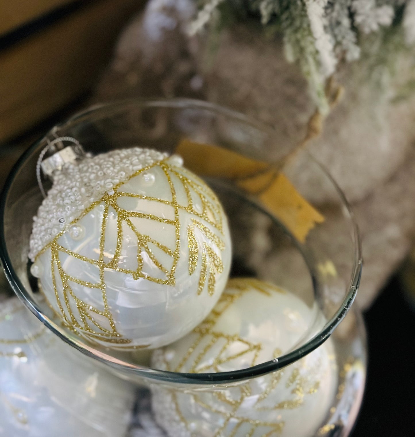 Boule de Noël Blanche et or