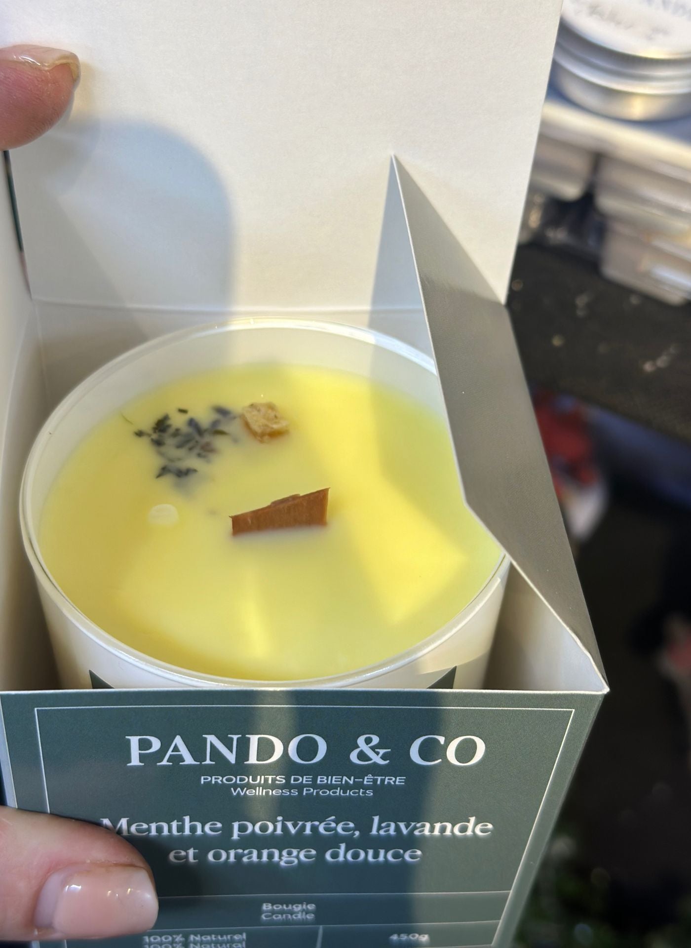Chandelle Menthe poivrée, lavande et orange douce