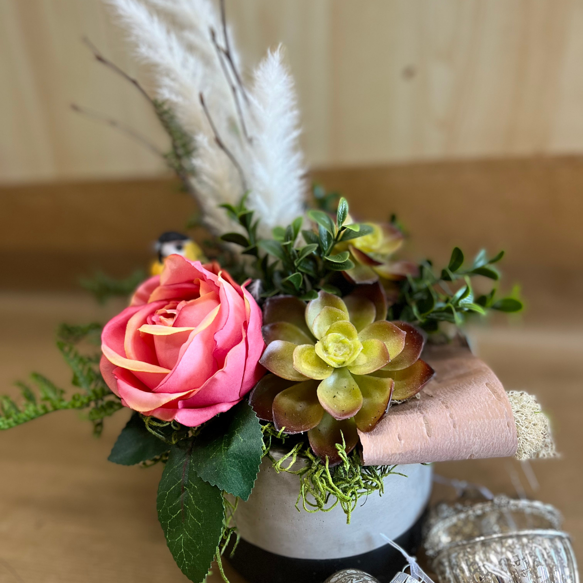 Arrangement fleurs de soie 1