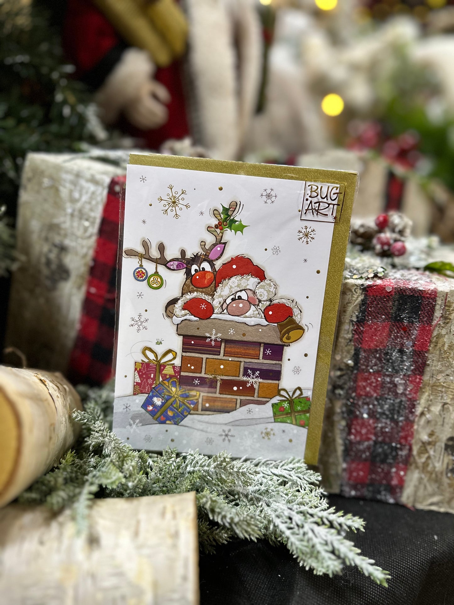 Carte Bug Arts | Père Noël et renne